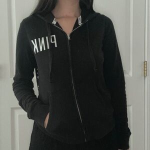 Victoria’s Secret black and silver studded embellished zip up hoodie